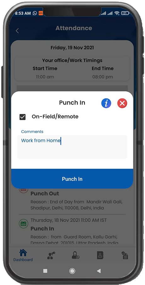HR Software app to mark daily attendance